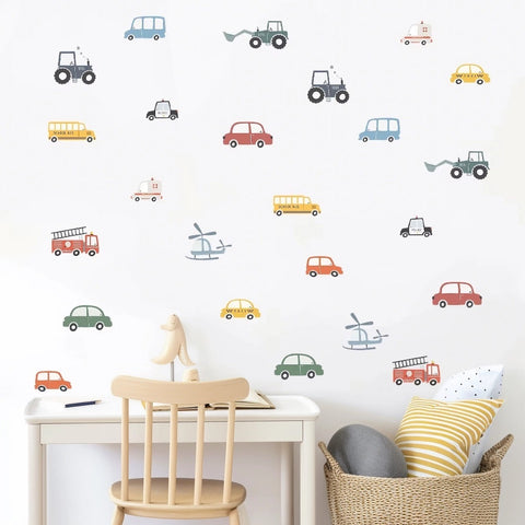 Colorful Vehicle Wall Decals | Cars, Trucks, and Helicopters Stickers