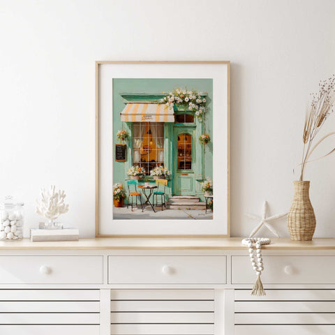 mint green storefront illustration