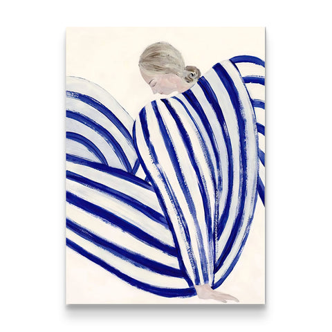 Blue Stripes Embrace - Modern Abstract Canvas Print