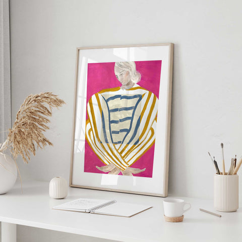 modern striped dress art print