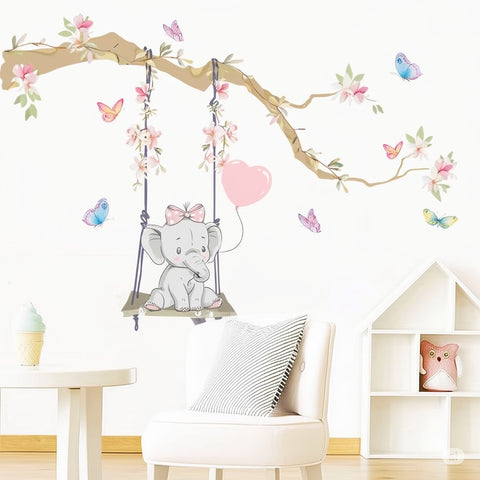 pink bunny balloon wall decals