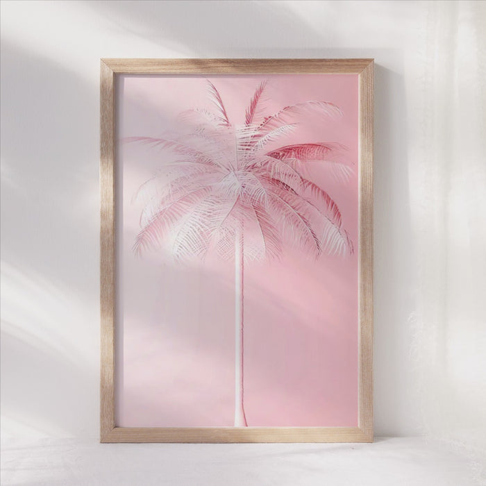 Poster Déco - Feuilles De Palmier Rose Blush - Art Mural Minimaliste Tropical - Australie