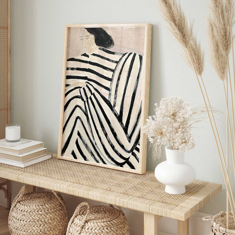 abstract woman stripe print