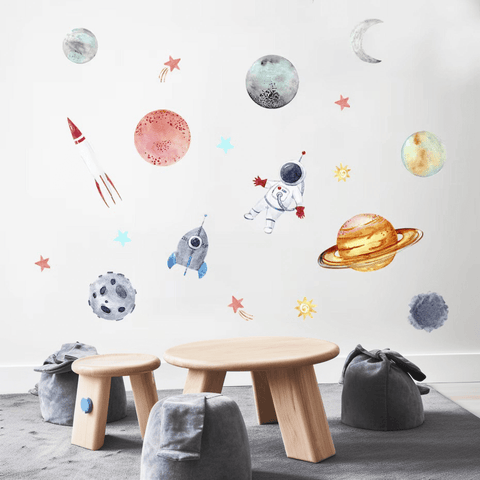 Colorful Planets Wall Decals for Kids Room