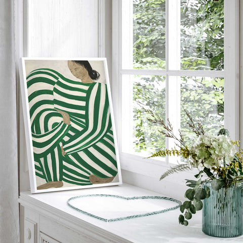 abstract green stripes art