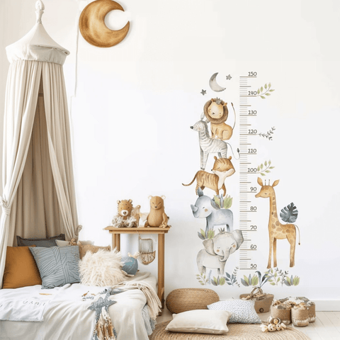 Jungle Animal Growth Tracker Wall Decals