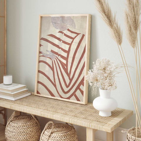 pastel cream muted red art print