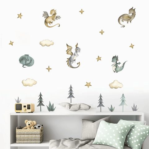 Forest Green Dragon Nursery Wall Stickers