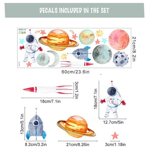 Rocket and Planets Nursery Decals