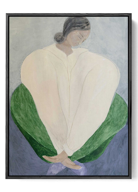 abstract figure in blues and greens