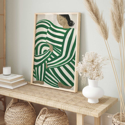 green stripes abstract print