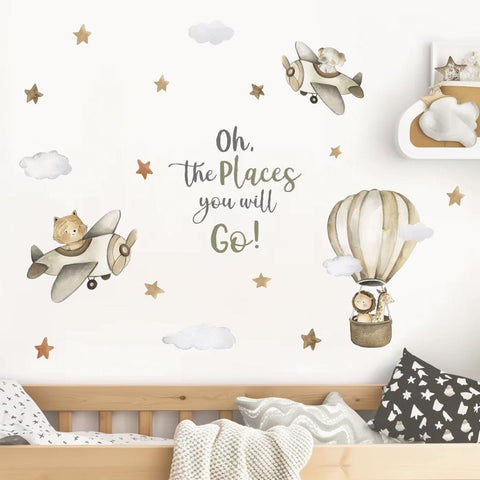 Pastel animal friends wall decals for nursery.