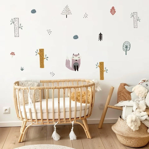 Bear, Fox, and Owl Wall Stickers for Nursery