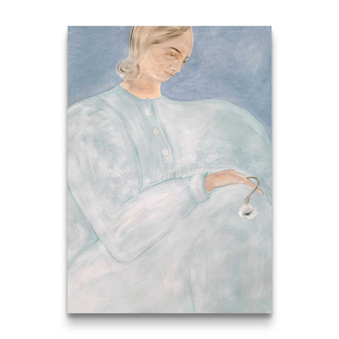 Serene Blue Abstract Woman Canvas Wall Art