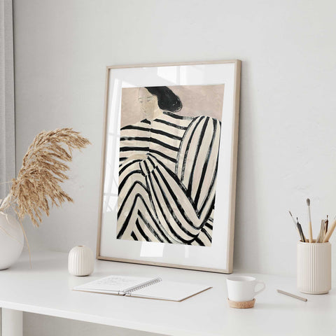 black white striped artwork