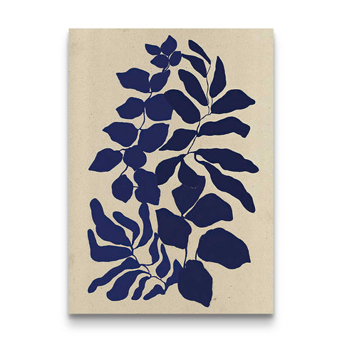 midnight botanical navy leaf art