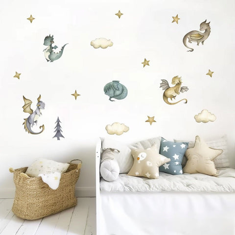 Gold and Green Dragon Wall Stickers