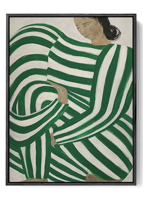 modern art green stripes