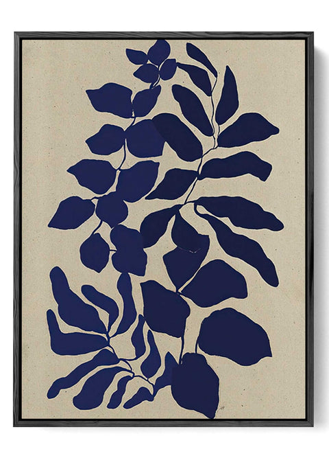 contemporary navy leaf print