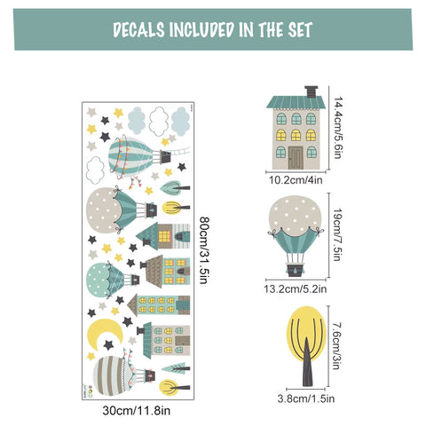 Whimsical Balloon and House Decals for Nurseries