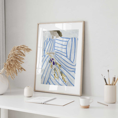 Minimalist Blue Striped Wall Art