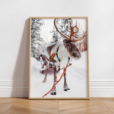Majestic Christmas Reindeer Poster - Rustic Winter Wall Art for Festive Decor