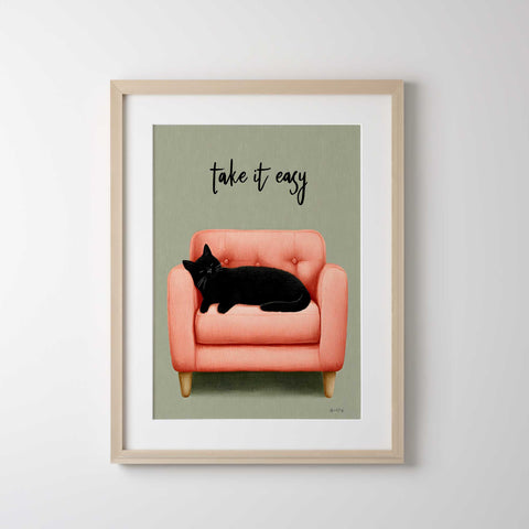 scandinavian style black cat wall art