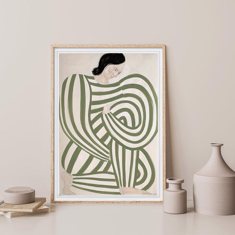 serene green abstract print