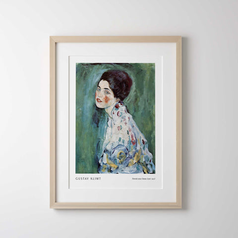 vintage klimt artwork green background