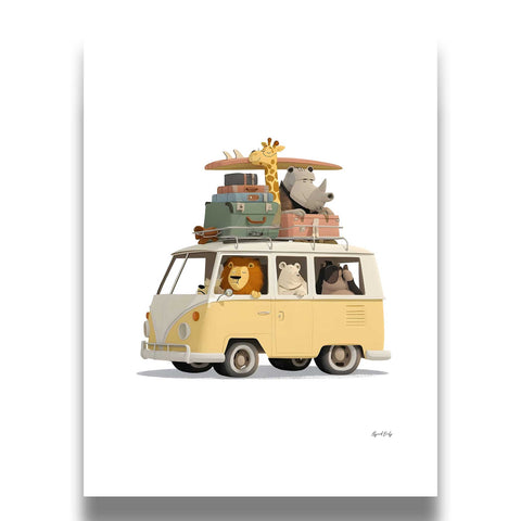 whimsical animal travel wall art