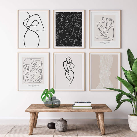 Couple Line Art No 1 Abstract  Poster Canvas Wall Prints oak poster