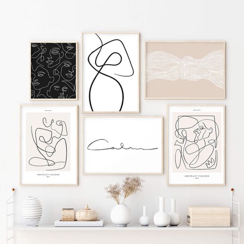 Couple Line Art No 1 Abstract Canvas Wall Prints Online oak poster