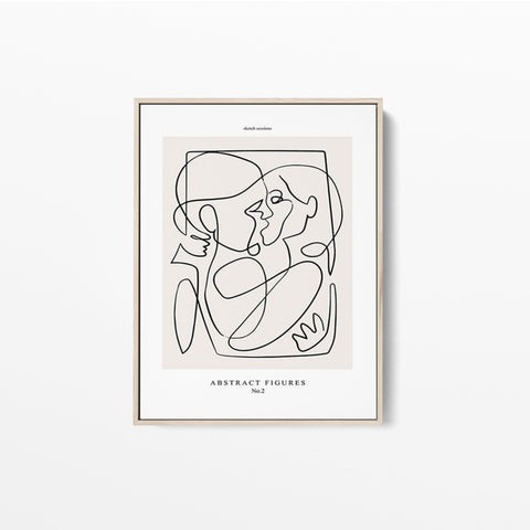 Couple Line Art No 1 Abstract  Poster Wall art oak poster