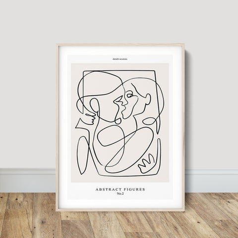 Couple Line Art No 1  Poster Canvas Wall Prints Online oak poster