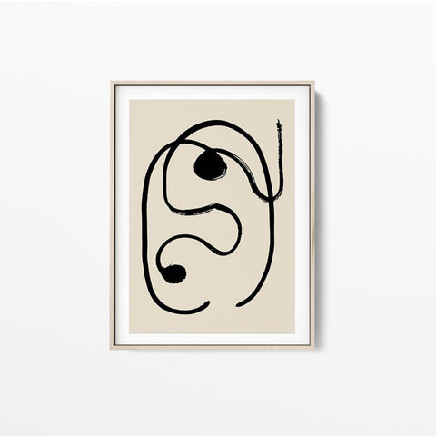 Face Line Art Canva Black & Beige Poster Oakposter.com