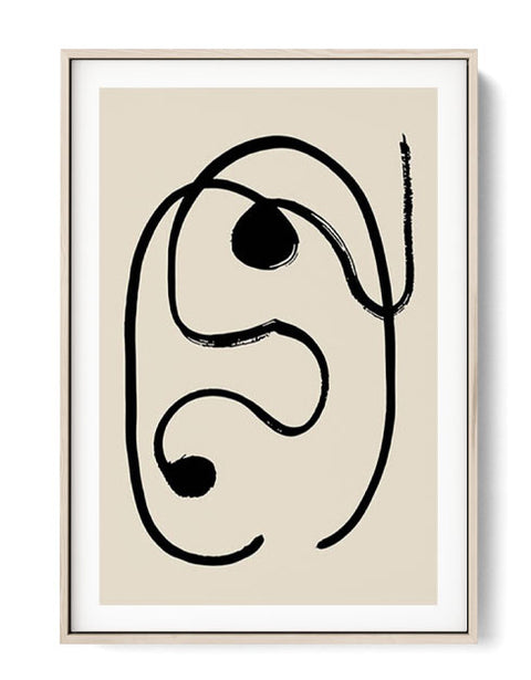 Face Line Art Canva Black & Beige Poster Wall Prints Online Oak poster