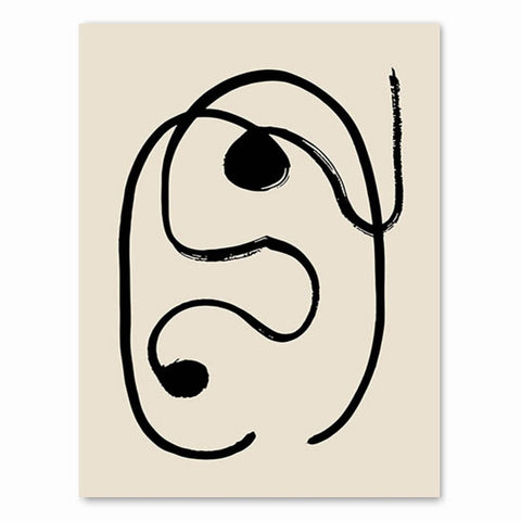 Face Line Art Canva Black & Beige Poster Canvas Wall Prints Online Oak poster