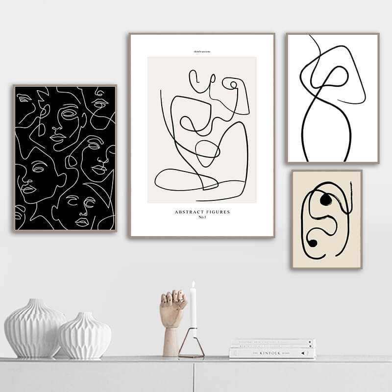 One Line Art Abstract Figures No 1 Poster - Canvas Wall Prints Online ...