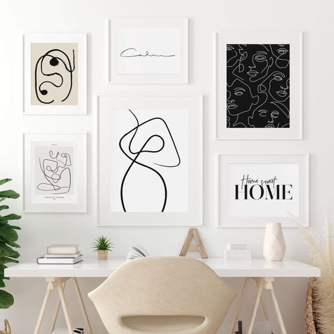 One Line Art No 9 Abstract Poster Canvas Wall art Online Oak poster