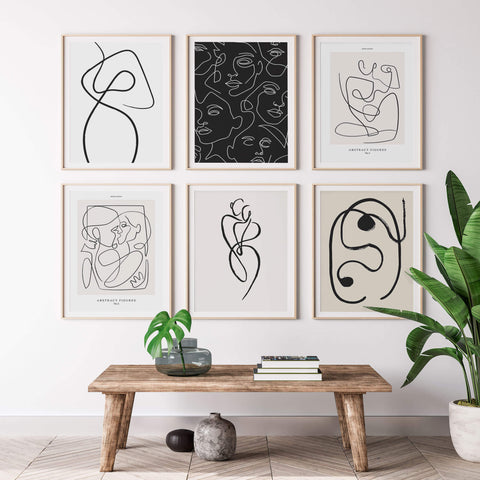 One Line Art No 9 Abstract Poster Canvas Online Oak poster